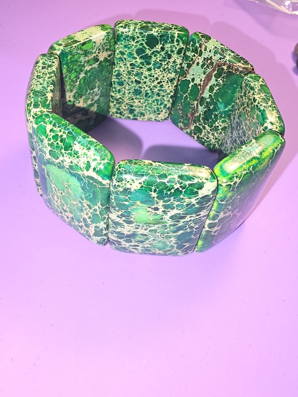 Green Marbled Stretch Tile Bracelet